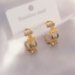 Çelik Gold Renk Tifanny Zincir Model Kadın Küpe 5886