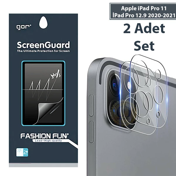 GOR iPad Pro 11 İPad Pro 12.9 2020-2021 3D Cam Kamera Koruyucu 2 SET 1 GOR iPad Pro 11 İPad Pro 12.9 2020-2021 3D Cam Kamera Koruyucu 2 SET