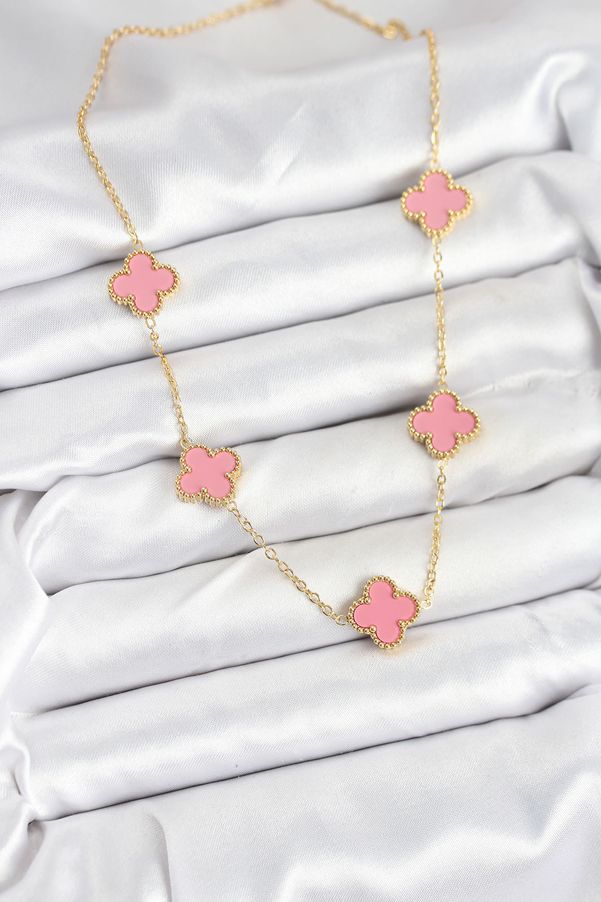 316L Çelik Zincir Gold Pembe Renk Yonca Kadın Kolye 5886 2 316L Çelik Zincir Gold Pembe Renk Yonca Kadın Kolye 5886 - Görsel 2