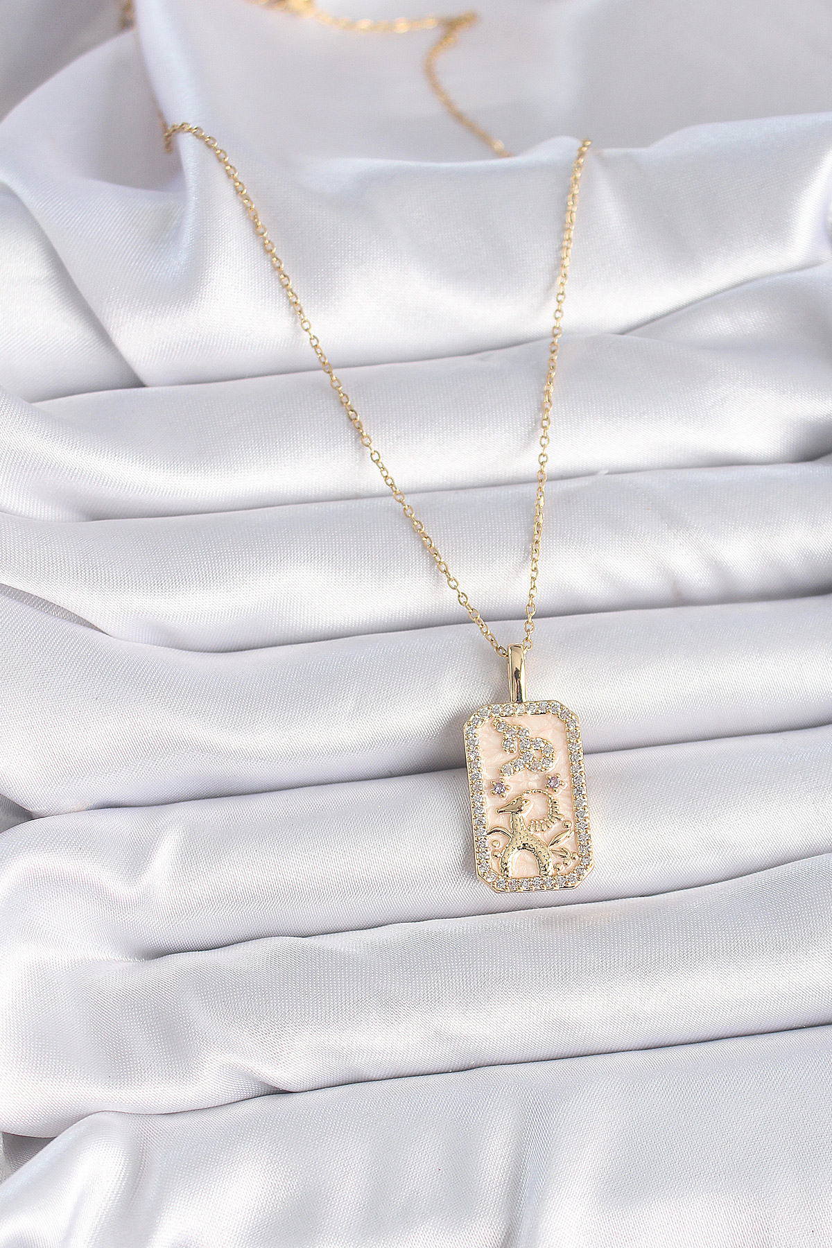 316L Çelik Gold Renk Zincir Oğlak Burcu Zirkon Taşlı Kadın Kolye 5886 2 316L Çelik Gold Renk Zincir Oğlak Burcu Zirkon Taşlı Kadın Kolye 5886 - Görsel 2