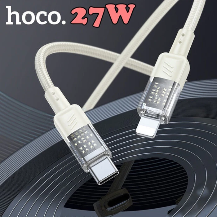 Hoco U129 Transparan Type-C to Lightning Data ve Şarj Kablosu 1m-(5775) 3 Hoco U129 Transparan Type-C to Lightning Data ve Şarj Kablosu 1m-(5775) - Görsel 3