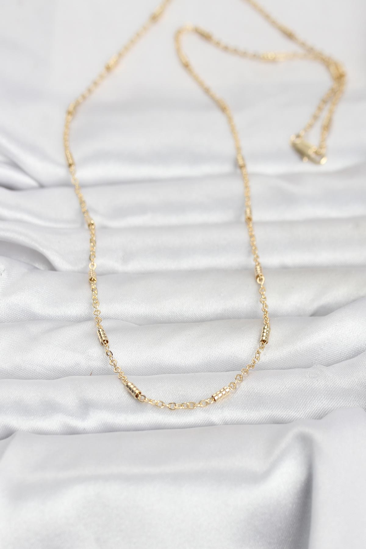 CM 14K Gold Renk Bar Zincir Model 60 cm Kadın Kolye 5886 2 CM 14K Gold Renk Bar Zincir Model 60 cm Kadın Kolye 5886 - Görsel 2