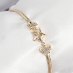 Pirinç Zirkon Taşlı Yıldız Model Gold Renk Kadın Bileklik 5886