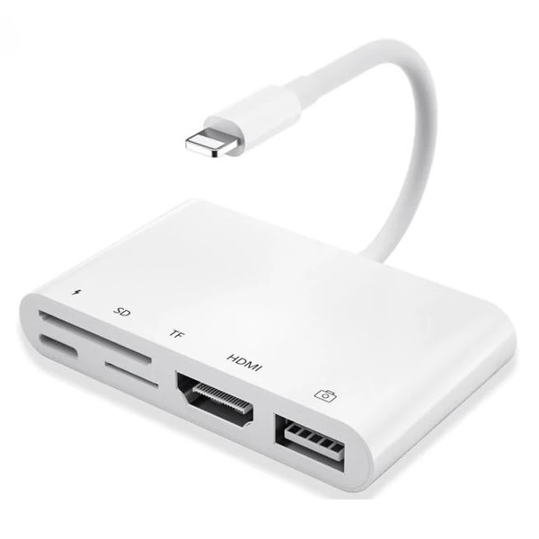 Ally 5in1 Lightning HDMI Dijital Av Adaptör+ Otg USB Hub Kamera TF SD Okuyucu-(5775) 1 Ally 5in1 Lightning HDMI Dijital Av Adaptör+ Otg USB Hub Kamera TF SD Okuyucu-(5775)