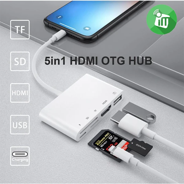 Ally 5in1 Lightning HDMI Dijital Av Adaptör+ Otg USB Hub Kamera TF SD Okuyucu-(5775) 3 Ally 5in1 Lightning HDMI Dijital Av Adaptör+ Otg USB Hub Kamera TF SD Okuyucu-(5775) - Görsel 3