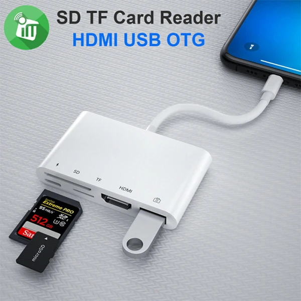 Ally 5in1 Lightning HDMI Dijital Av Adaptör+ Otg USB Hub Kamera TF SD Okuyucu-(5775) 4 Ally 5in1 Lightning HDMI Dijital Av Adaptör+ Otg USB Hub Kamera TF SD Okuyucu-(5775) - Görsel 4
