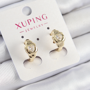 Xuping Zirkon Taşlı Kalp Model Gold Renk Kadın Küpe 5886