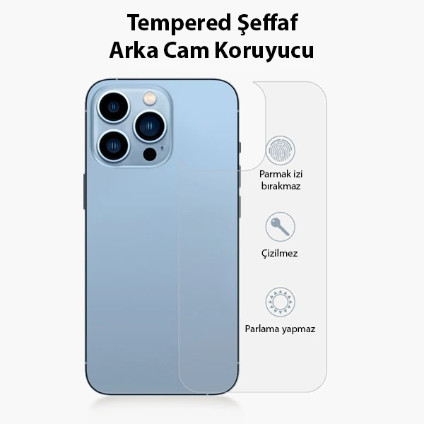 Ally iPhone 13 Pro Max 6.7 Tempered Şeffaf Arka Cam Koruyucu-(5775) 2 Ally iPhone 13 Pro Max 6.7 Tempered Şeffaf Arka Cam Koruyucu-(5775) - Görsel 2