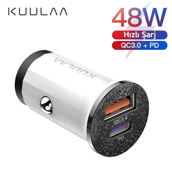 KUULAA 42W USB + Type-C Çift Çıkışlı Mini Hızlı Araç Şarj Cihazı-(5775) 1 KUULAA 42W USB + Type-C Çift Çıkışlı Mini Hızlı Araç Şarj Cihazı-(5775)