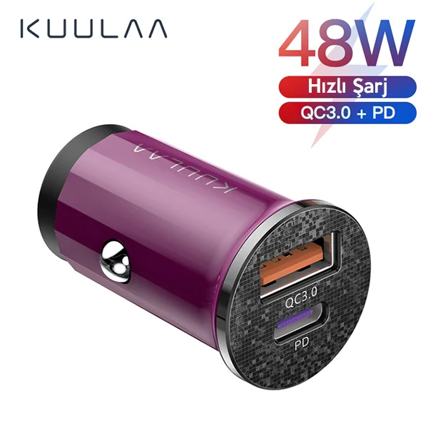 KUULAA 42W USB + Type-C Çift Çıkışlı Mini Hızlı Araç Şarj Cihazı-(5775) 2 KUULAA 42W USB + Type-C Çift Çıkışlı Mini Hızlı Araç Şarj Cihazı-(5775) - Görsel 2
