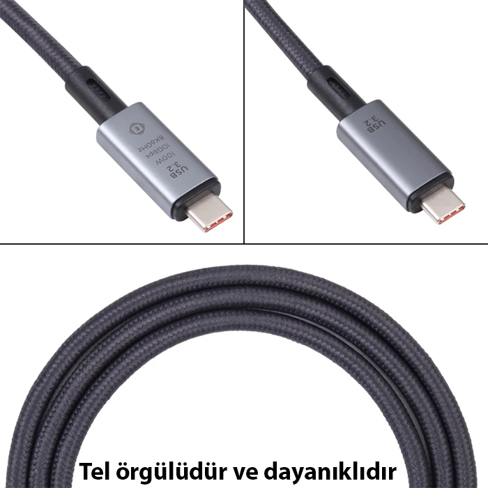 Ally USB 3.2 100W Type-C to Type-C 8K Görüntü-Data ve Ultra Hızlı Şarj Kablosu 1 Metre-(5775) 3 Ally USB 3.2 100W Type-C to Type-C 8K Görüntü-Data ve Ultra Hızlı Şarj Kablosu 1 Metre-(5775) - Görsel 3