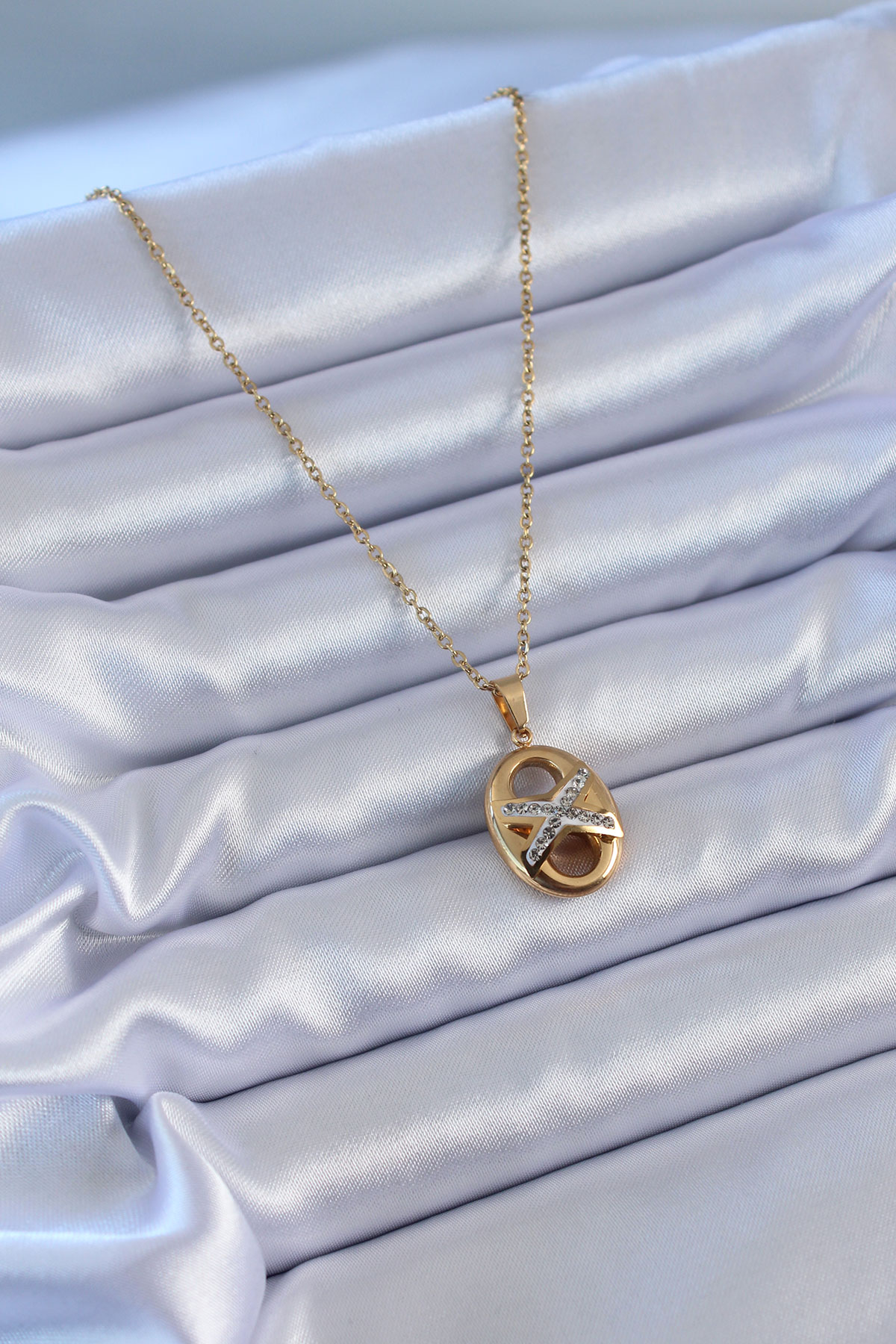 316L Çelik Gold Renk Zirkon Taşlı Kadın Kolye 5886 2 316L Çelik Gold Renk Zirkon Taşlı Kadın Kolye 5886 - Görsel 2