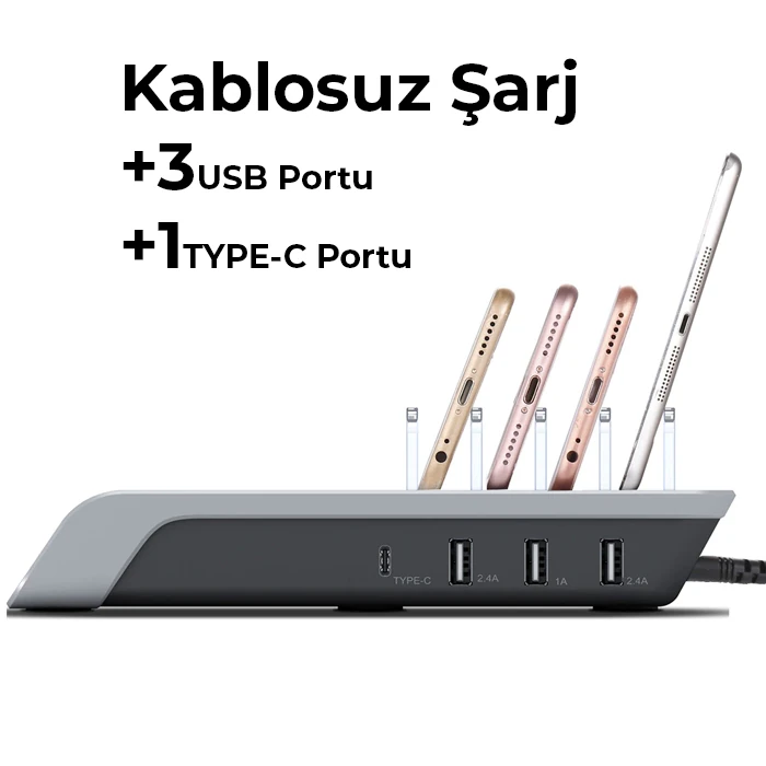 ALLY Multiport 10W Wireless Kablosuz Şarj Cihazı Organizer Stand-(5775) 3 ALLY Multiport 10W Wireless Kablosuz Şarj Cihazı Organizer Stand-(5775) - Görsel 3