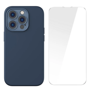 Haydiburaya 90 Baseus Liquid Silica Gel iPhone 14 Pro 6.1 Magsafe Silikon Kılıf + Tempered Ekran Koruyucu Set
