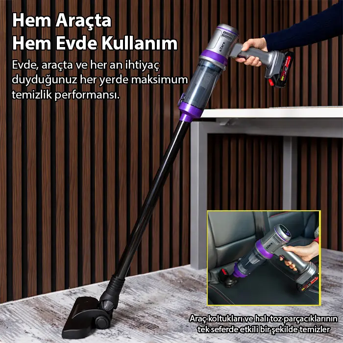 Ezere Powerstorm Kablosuz El Süpürgesi 20000Pa Çekim Gücü, 3 Kademeli, HEPA Filtre, 21V 2.0Ah Batarya-(5775) 4 Ezere Powerstorm Kablosuz El Süpürgesi 20000Pa Çekim Gücü, 3 Kademeli, HEPA Filtre, 21V 2.0Ah Batarya-(5775) - Görsel 4