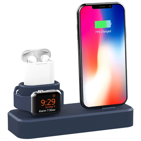 Ally 3in1 Charging Base İPhone+ İwatch+ İPods Silikon Şarj Standı 2 Ally 3in1 Charging Base İPhone+ İwatch+ İPods Silikon Şarj Standı - Görsel 2