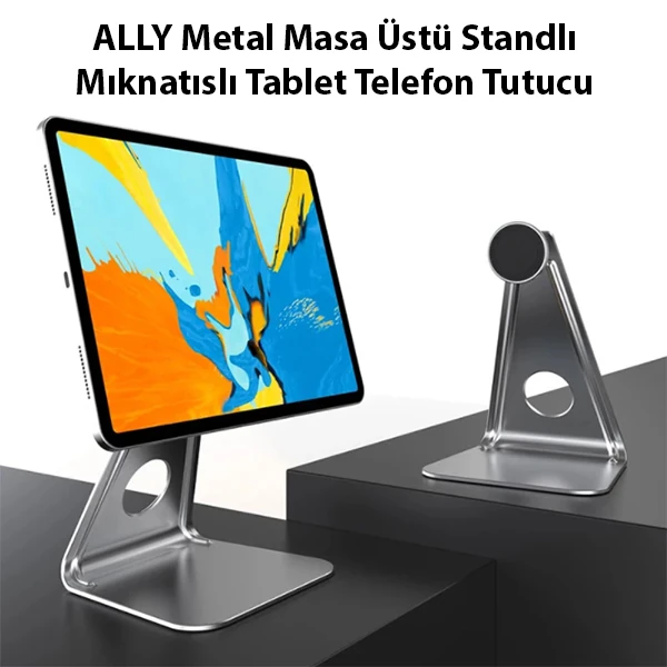 ALLY Metal Masa Üstü Standlı Mıknatıslı Tablet Telefon Tutucu 2 ALLY Metal Masa Üstü Standlı Mıknatıslı Tablet Telefon Tutucu - Görsel 2