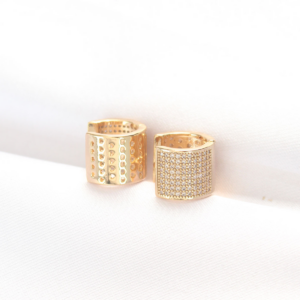 Pirinç Gold Renk Taşlı Minimal Küpe 5886