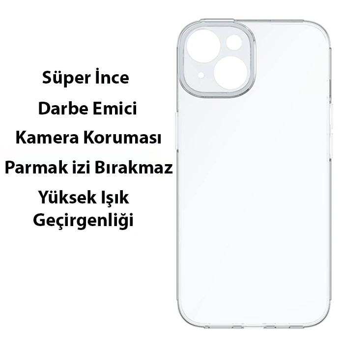 Baseus Simple Case iPhone 14 6.1 Kamera Korumalı İnce Silikon Şeffaf Kılıf 2 Baseus Simple Case iPhone 14 6.1 Kamera Korumalı İnce Silikon Şeffaf Kılıf - Görsel 2