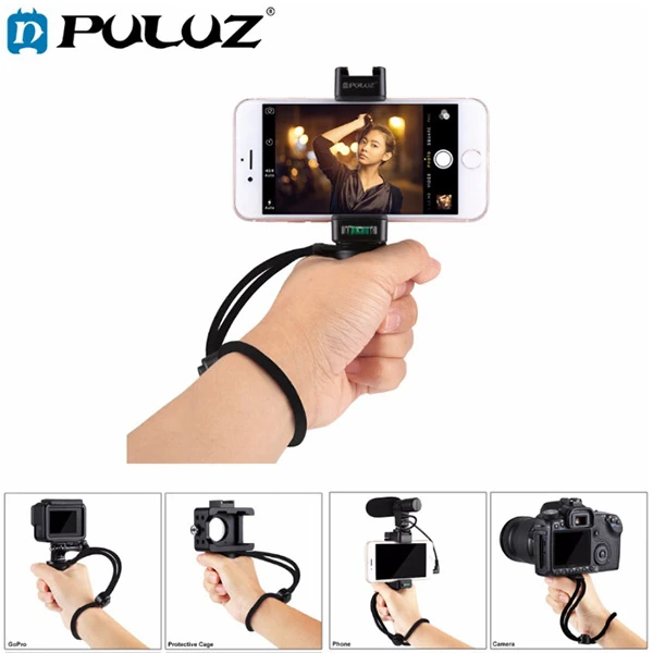 PULUZ Video Grip Telefon Elde Tutucu+ Bileklik Tripod Adaptörü 1 PULUZ Video Grip Telefon Elde Tutucu+ Bileklik Tripod Adaptörü