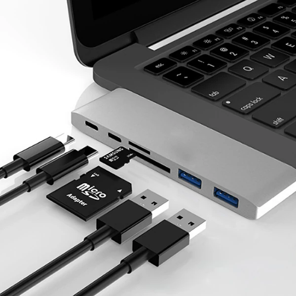 Ally 6 İn1 Usb-C Hub Daul USB 3.0 Type-C Şarj Kart Reader Çoğaltıcı Hub 1 Ally 6 İn1 Usb-C Hub Daul USB 3.0 Type-C Şarj Kart Reader Çoğaltıcı Hub