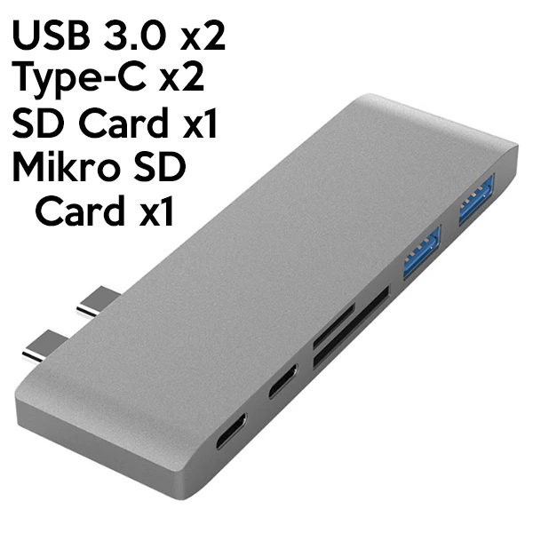 Ally 6 İn1 Usb-C Hub Daul USB 3.0 Type-C Şarj Kart Reader Çoğaltıcı Hub 4 Ally 6 İn1 Usb-C Hub Daul USB 3.0 Type-C Şarj Kart Reader Çoğaltıcı Hub - Görsel 4