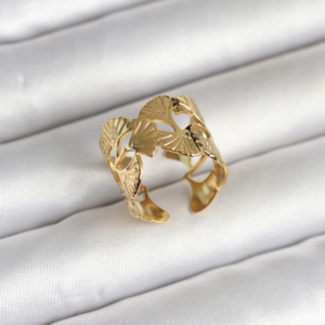 316L Çelik Gold Renk Yelpaze Model Kadın Yüzük 5886