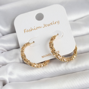 Gold Renk Pirinç Tırtık Model Kadın Küpe 5886