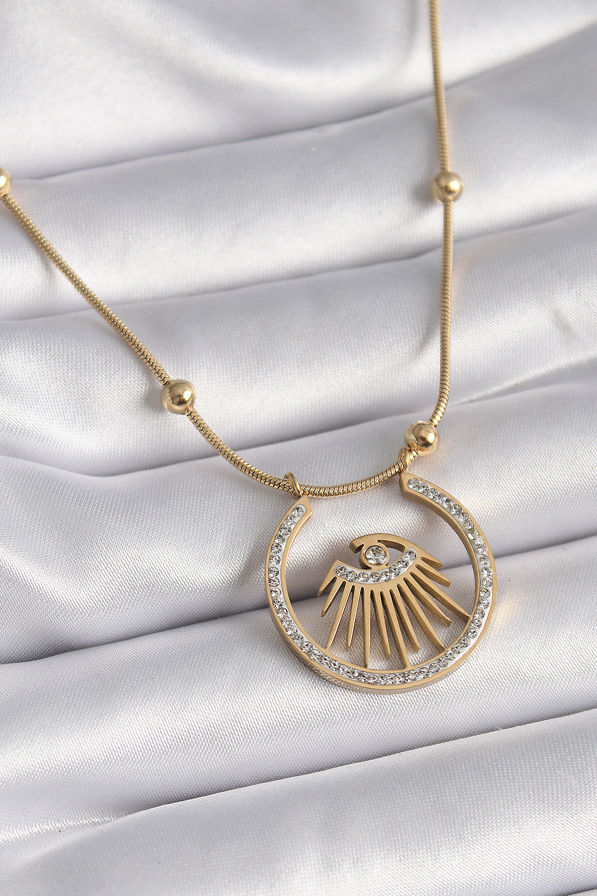 316L Çelik Gold Renk Zirkon Taşlı Göz Model Kadın Kolye 5886 1 316L Çelik Gold Renk Zirkon Taşlı Göz Model Kadın Kolye 5886