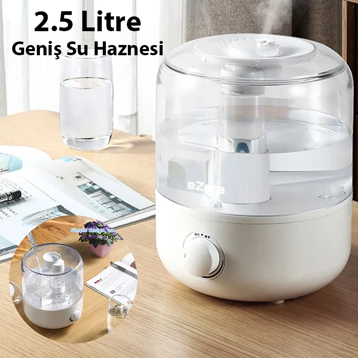 EZERE Yatak Odası için Üstten Doldurmalı 2,5 L Büyük Su Tankı,Otomatik Kapanma, Sessiz Soğuk Sisli Nemlendirici-(5775) 3 EZERE Yatak Odası için Üstten Doldurmalı 2,5 L Büyük Su Tankı,Otomatik Kapanma, Sessiz Soğuk Sisli Nemlendirici-(5775) - Görsel 3