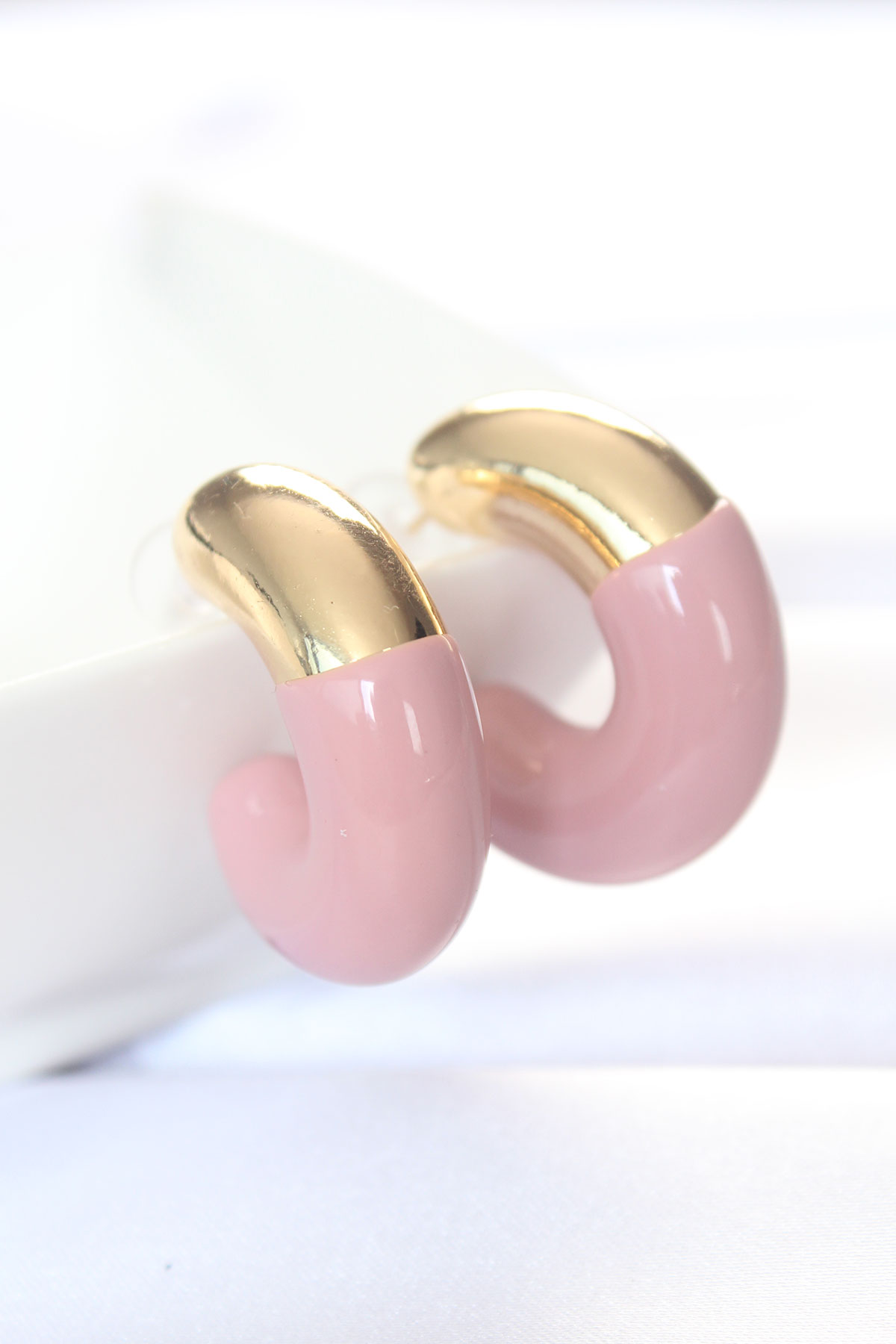CCB Gül Kurusu Gold Çift Renk Küpe 5886 1 CCB Gül Kurusu Gold Çift Renk Küpe 5886