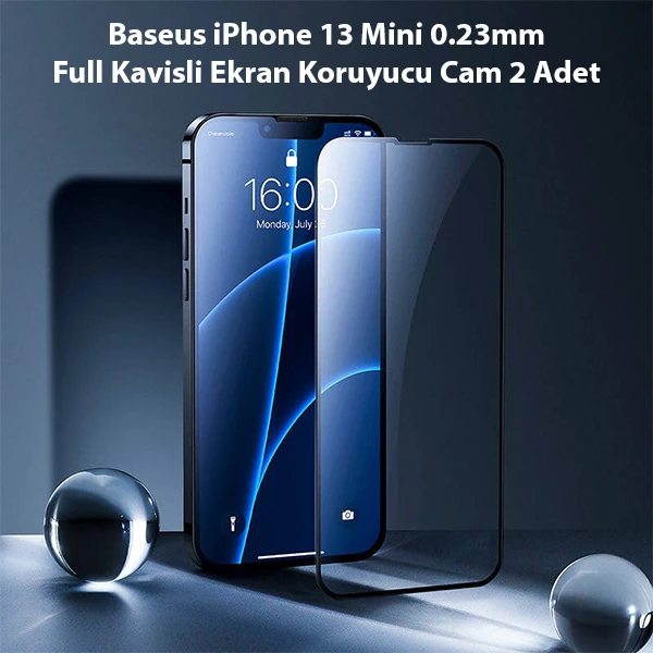 Baseus iPhone 13 Mini 0.23mm Full Kavisli Ekran Koruyucu Cam 2 Adet 2 Baseus iPhone 13 Mini 0.23mm Full Kavisli Ekran Koruyucu Cam 2 Adet - Görsel 2