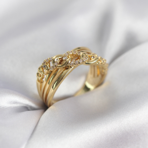 Gold Renk Zirkon Taşlı Zincir Model Kadın Yüzük 5886