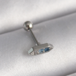 316L Çelik Gümüş Renk Mavi Zirkon Taşlı Tragus Piercing 5886