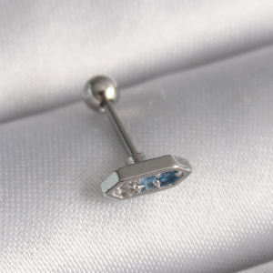 316L Çelik Gümüş Renk Mavi Zirkon Taşlı Tragus Piercing 5886