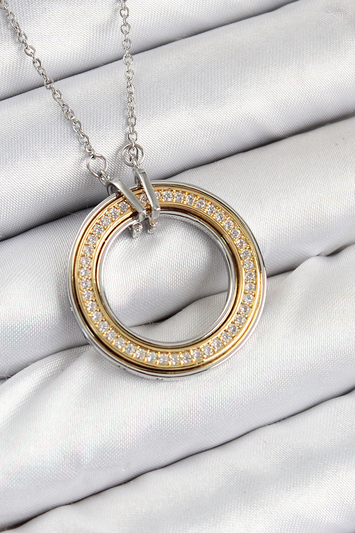 316L Çelik Zirkon Taşlı Dönen Daire Model Gold Ve Gümüş Renk Kadın Kolye 5886 1 316L Çelik Zirkon Taşlı Dönen Daire Model Gold Ve Gümüş Renk Kadın Kolye 5886