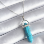316L Çelik Gümüş Renk Mavi Taşlı Model Kadın Kolye 5886