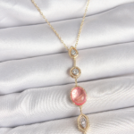Pirinç Zincir Pembe Gold Renk Zirkon Taşlı Y Kolye 5886