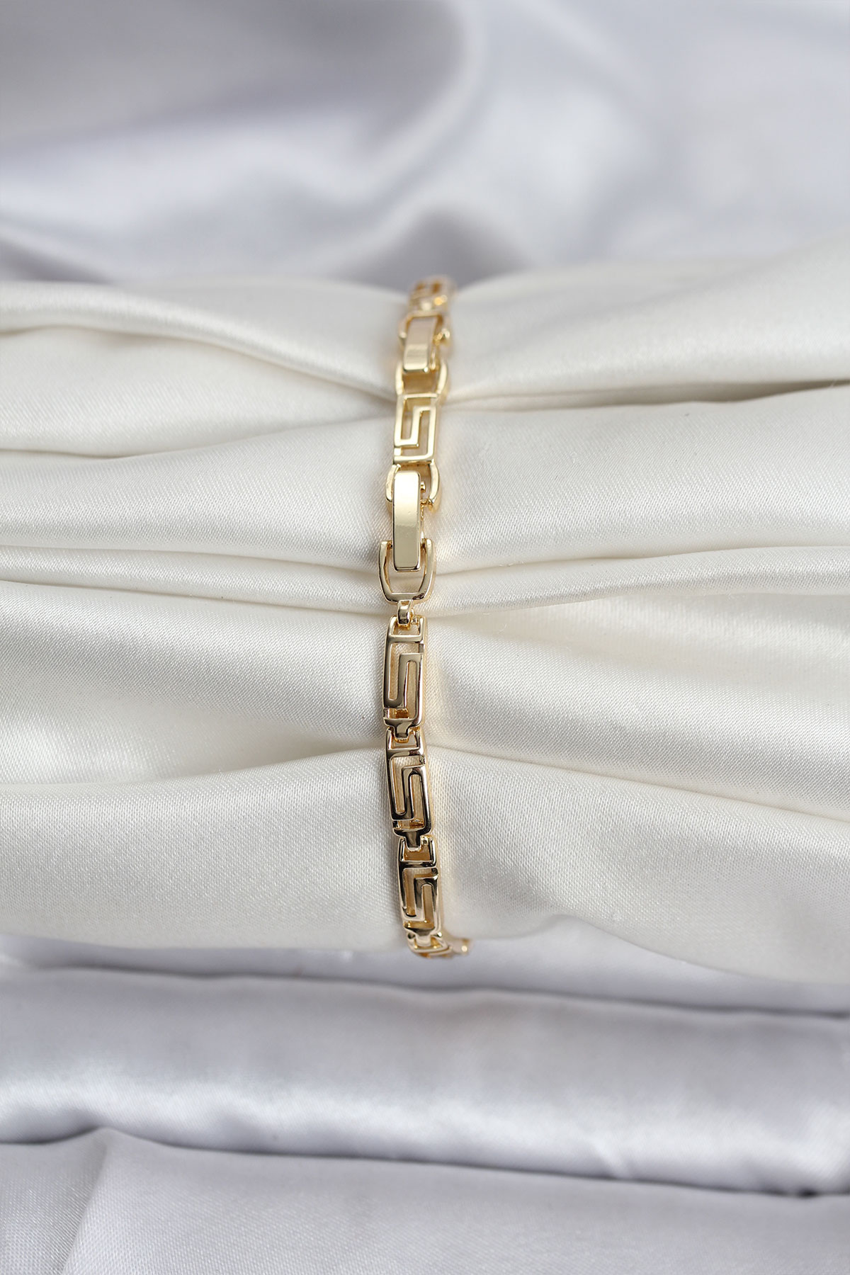 14K Gold Renk Kaplama Zirkon Taşlı Baget Model CM Kadın Bileklik 5886 2 14K Gold Renk Kaplama Zirkon Taşlı Baget Model CM Kadın Bileklik 5886 - Görsel 2