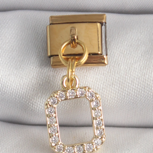 316L Çelik Gold Renk Sallantı Kare Zirkon Taşlı Nomination Charm 5886