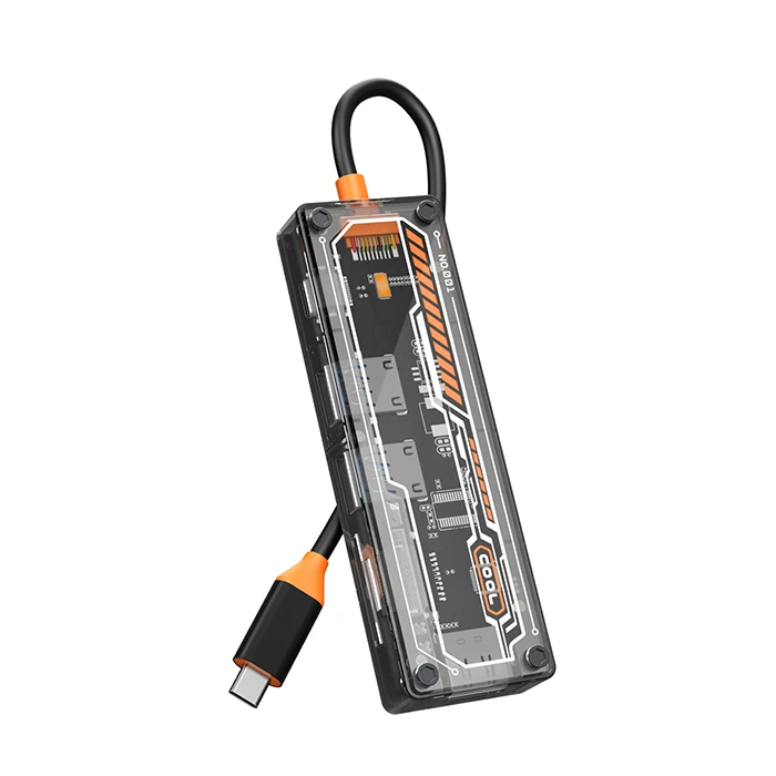 ALLY 6in1 Type-c To USB3.0 + USB2.0 + Type-c PD 100W + SD + TF + HDMI Çoğaltıcı Transparan Hub 2 ALLY 6in1 Type-c To USB3.0 + USB2.0 + Type-c PD 100W + SD + TF + HDMI Çoğaltıcı Transparan Hub - Görsel 2
