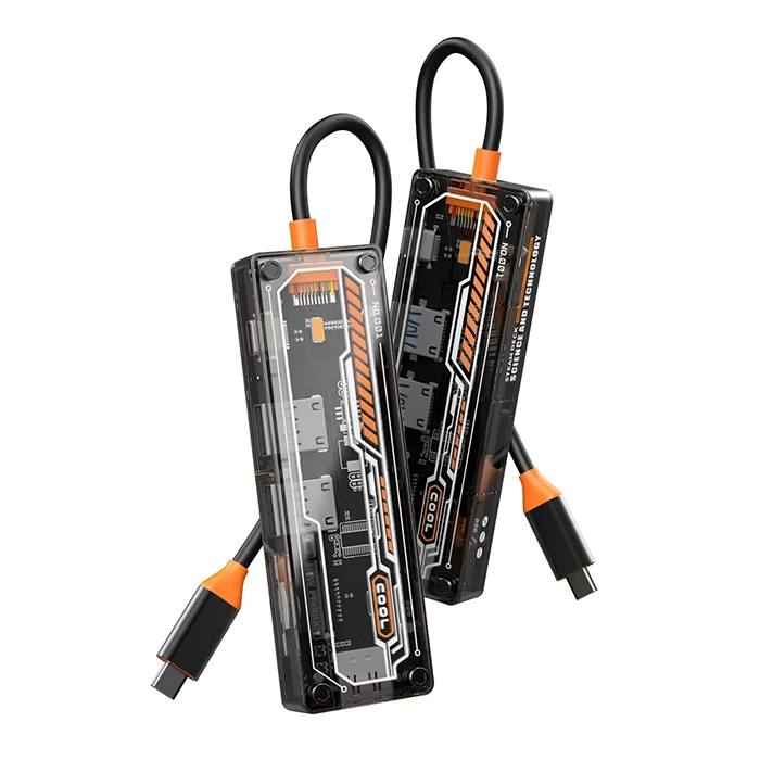 ALLY 6in1 Type-c To USB3.0 + USB2.0 + Type-c PD 100W + SD + TF + HDMI Çoğaltıcı Transparan Hub 3 ALLY 6in1 Type-c To USB3.0 + USB2.0 + Type-c PD 100W + SD + TF + HDMI Çoğaltıcı Transparan Hub - Görsel 3