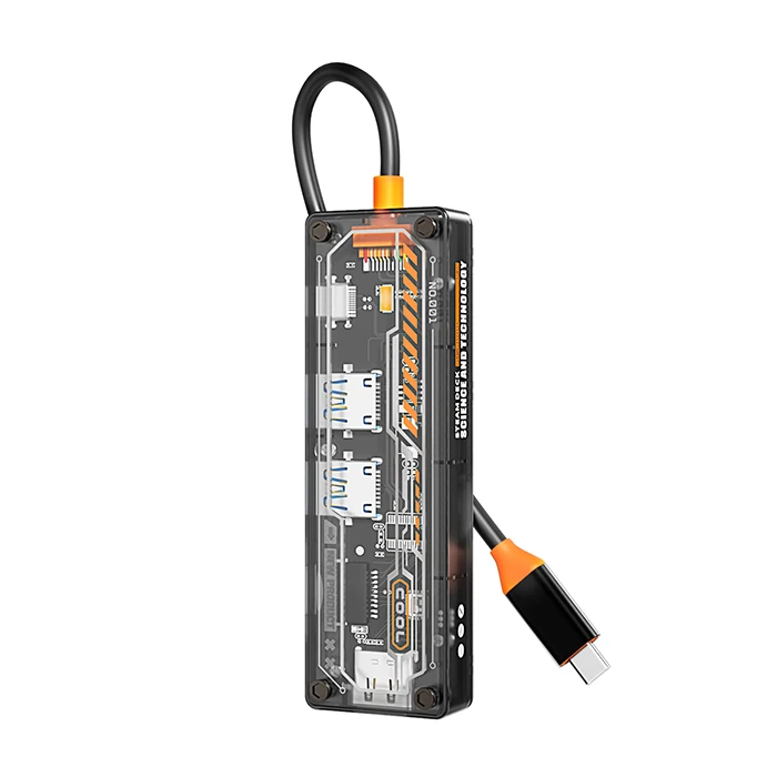 ALLY 6in1 Type-c To USB3.0 + USB2.0 + Type-c PD 100W + SD + TF + HDMI Çoğaltıcı Transparan Hub 4 ALLY 6in1 Type-c To USB3.0 + USB2.0 + Type-c PD 100W + SD + TF + HDMI Çoğaltıcı Transparan Hub - Görsel 4