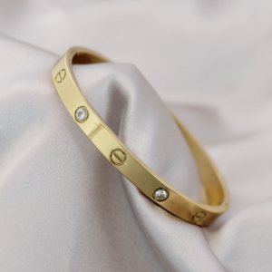 316L Çelik Gold Renk Zirkon Taşlı Bileklik 5886