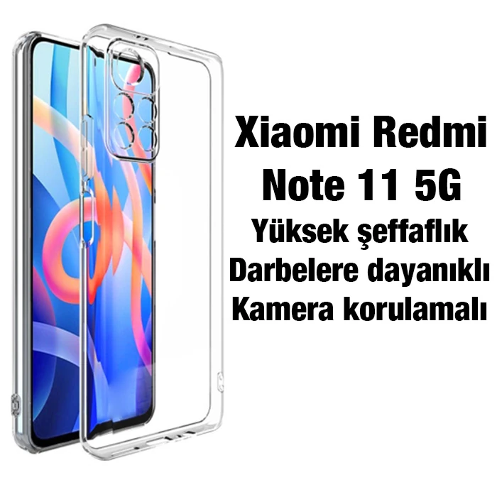 Ally Xiaomi Redmi Note 11 5G Kılıf Kamera Korumalı Ultra İnce Şeffaf Silikon Kılıf-(5775) 2 Ally Xiaomi Redmi Note 11 5G Kılıf Kamera Korumalı Ultra İnce Şeffaf Silikon Kılıf-(5775) - Görsel 2