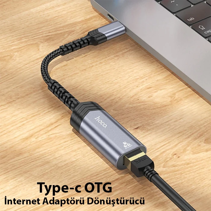 Hoco UA26 Type-c OTG RJ45 İnternet Adaptörü Dönüştürücü 1000 Mbps 2 Hoco UA26 Type-c OTG RJ45 İnternet Adaptörü Dönüştürücü 1000 Mbps - Görsel 2
