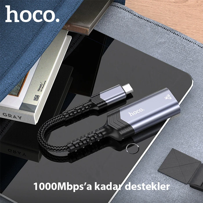 Hoco UA26 Type-c OTG RJ45 İnternet Adaptörü Dönüştürücü 1000 Mbps 3 Hoco UA26 Type-c OTG RJ45 İnternet Adaptörü Dönüştürücü 1000 Mbps - Görsel 3