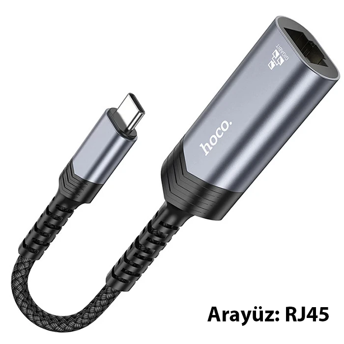 Hoco UA26 Type-c OTG RJ45 İnternet Adaptörü Dönüştürücü 1000 Mbps 4 Hoco UA26 Type-c OTG RJ45 İnternet Adaptörü Dönüştürücü 1000 Mbps - Görsel 4