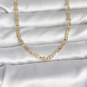 CM 14K Gold Renk Lazer Kesim Zincirli Model 60 cm Kadın Kolye 5886