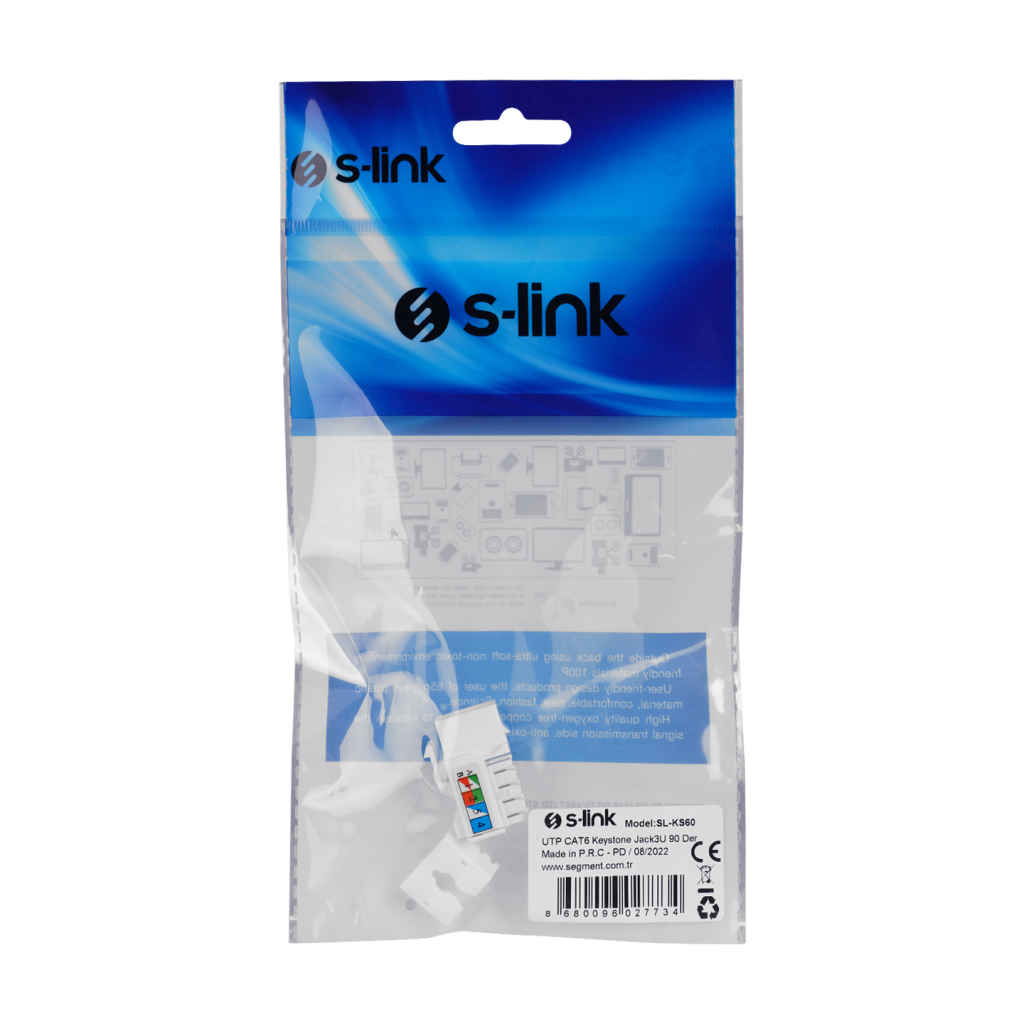 S-LINK SL-KS60, UTP, CAT6, Keystone Jack3U, 90 Derece(1923) 4 S-LINK SL-KS60, UTP, CAT6, Keystone Jack3U, 90 Derece(1923) - Görsel 4